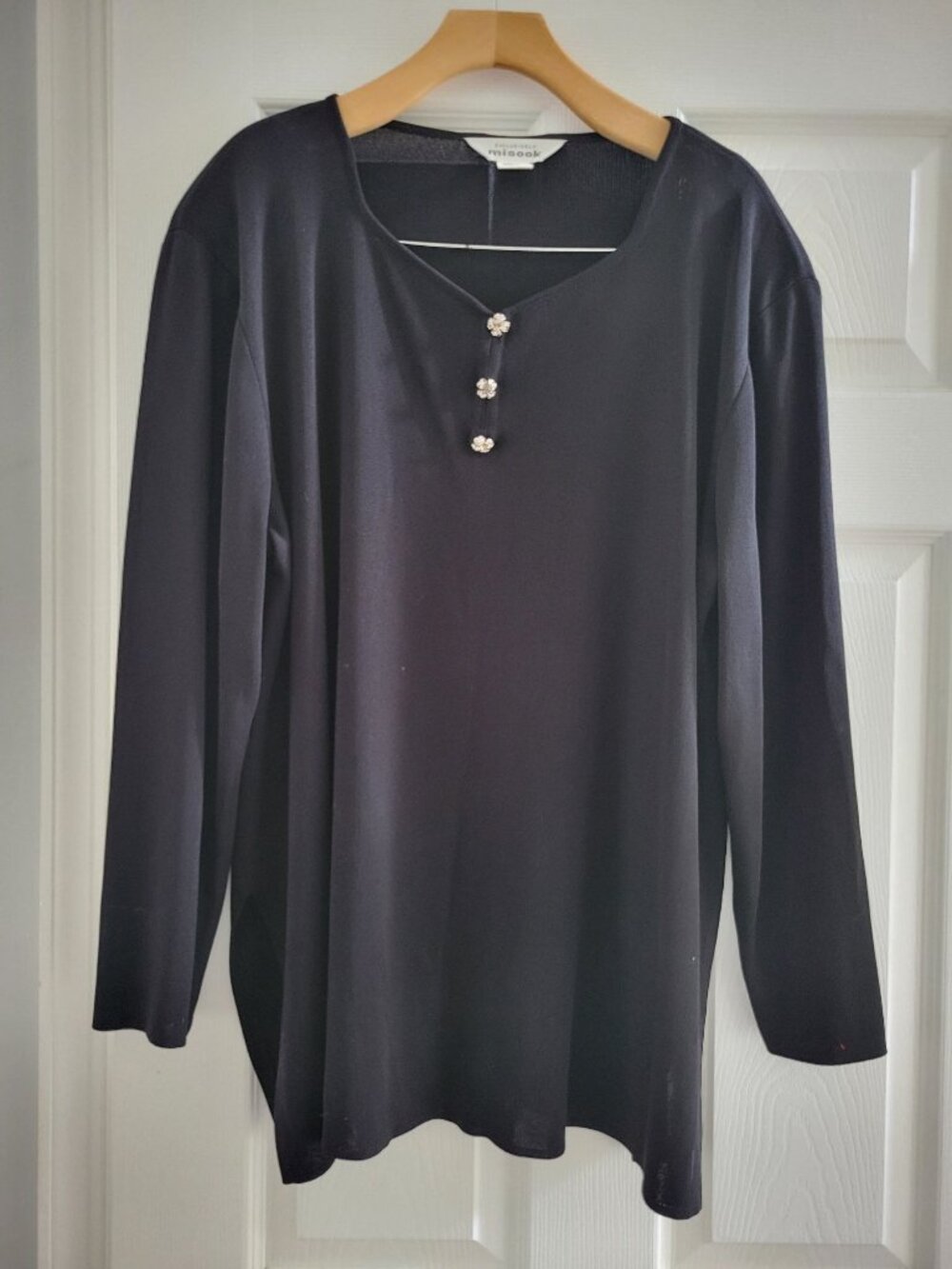 Misook Black knit Tunic tunic top XL career Professional Travel Holiday Glam
